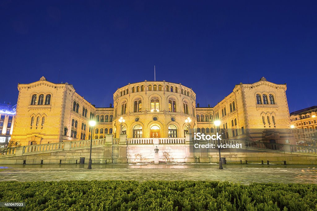 Oslo le Parlement - Photo de Nuit libre de droits