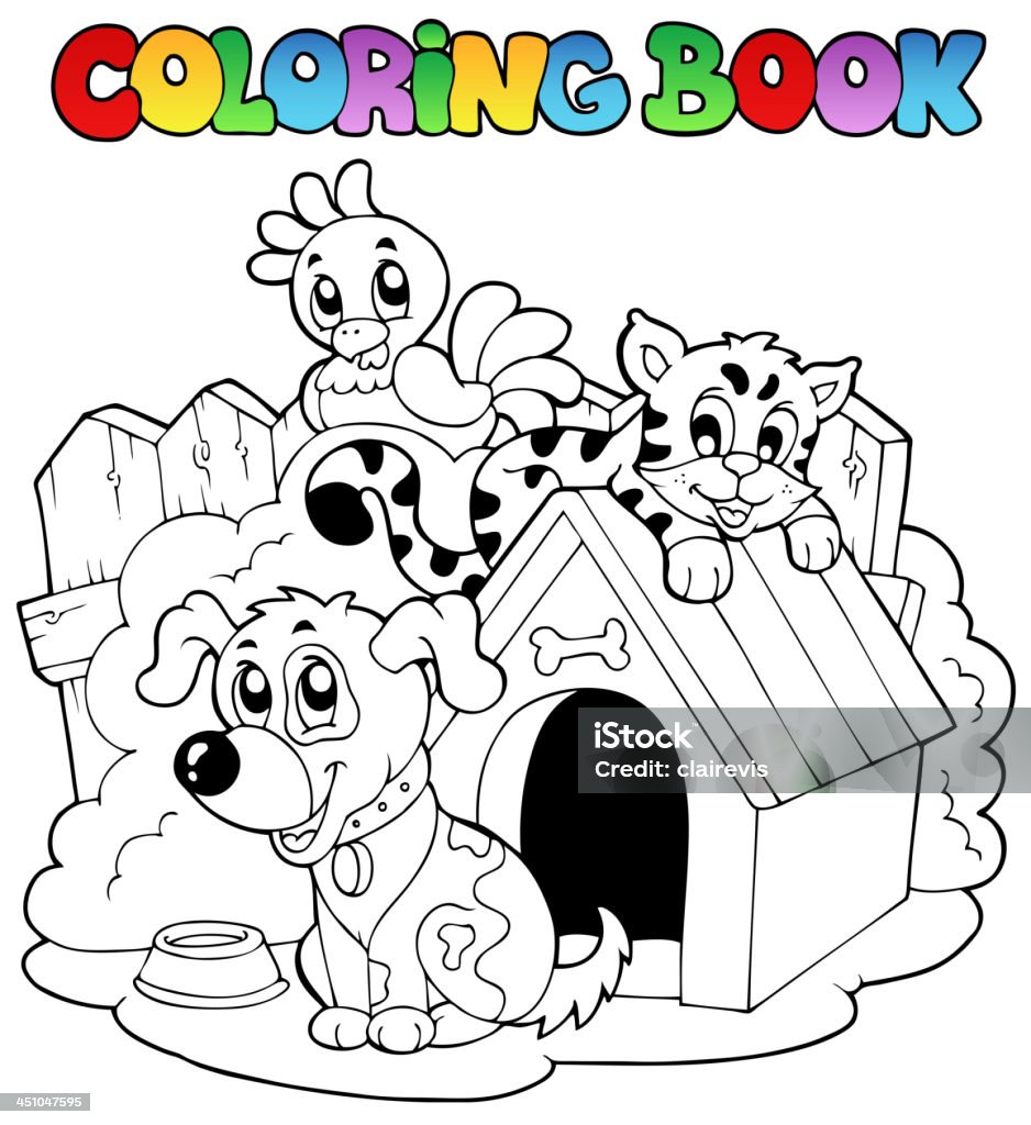 Coloring book with domestic animals Coloring book with domestic animals - vector illustration. Domestic Cat stock vector