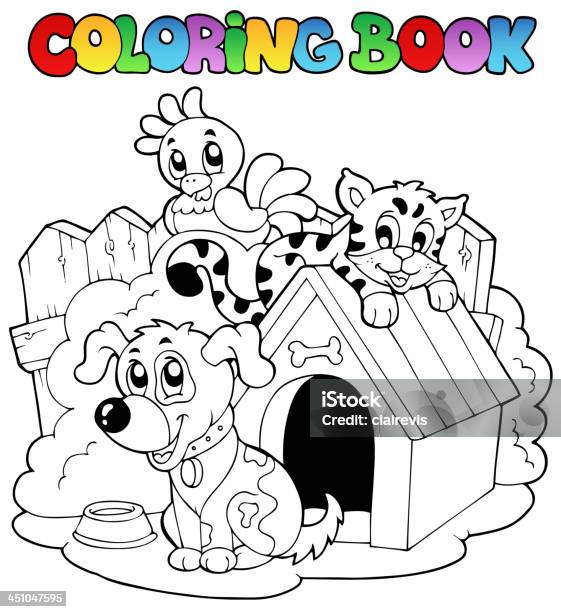 Coloring Book With Domestic Animals Stock Illustration - Download Image Now - Domestic Cat, Dog, Coloring Book Page - Illlustration Technique