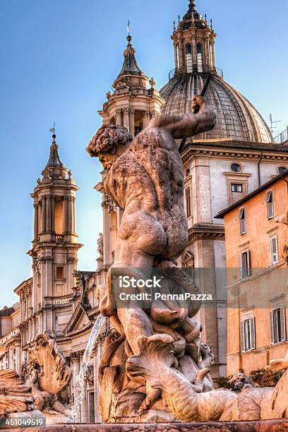 Szczegóły Fountain Piazza Navona Rzym - zdjęcia stockowe i więcej obrazów Aranżować - Aranżować, Architektura, Barok