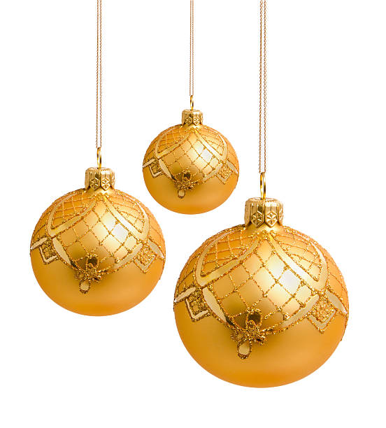 istock Perfect golden christmas balls isolated 451052779