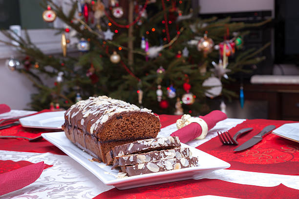 Gingerbread cake with christmas tree ligts.