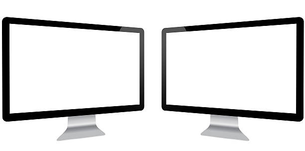 Two monitors productivity concept stock photo