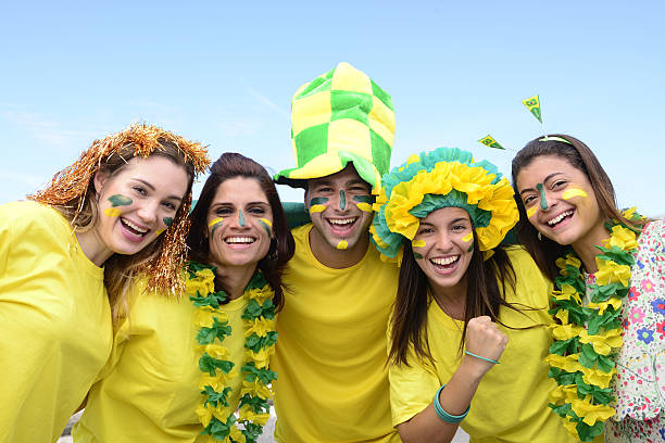 Brazilian soccer fans commemorating.