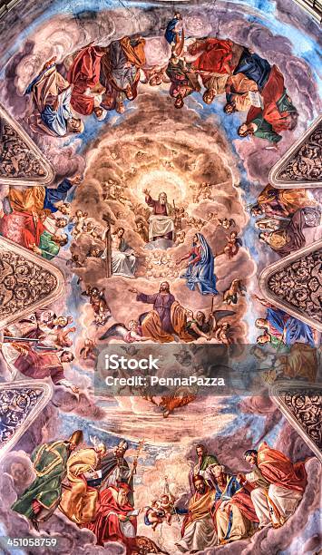 Foto de Affresco Na Basílica De Santa Ambrogio E Carlo Al e mais fotos de stock de Vaticano - Vaticano, Teto, Barroco