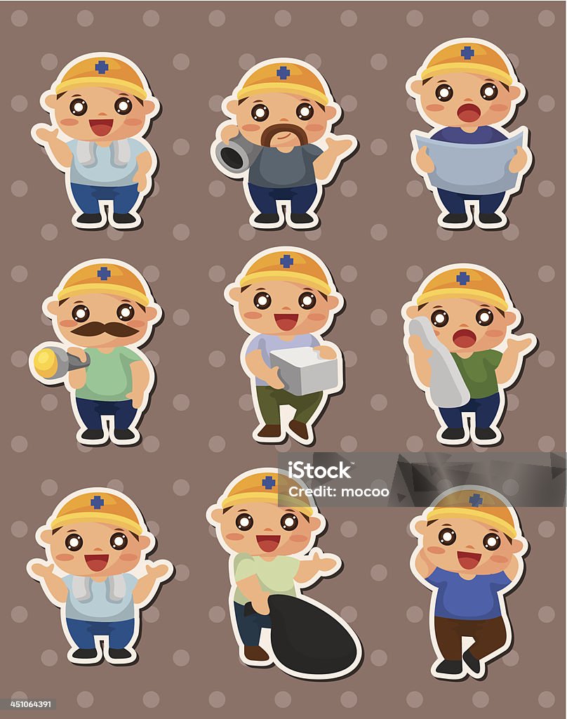 Working Person Sticker Workers Stickers Stock Illustration - Download Image Now - Activity ...
