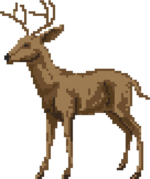Pixel art deer illustration A pixel art style deer illustration of a buck or stag chunky sweater stock illustrations