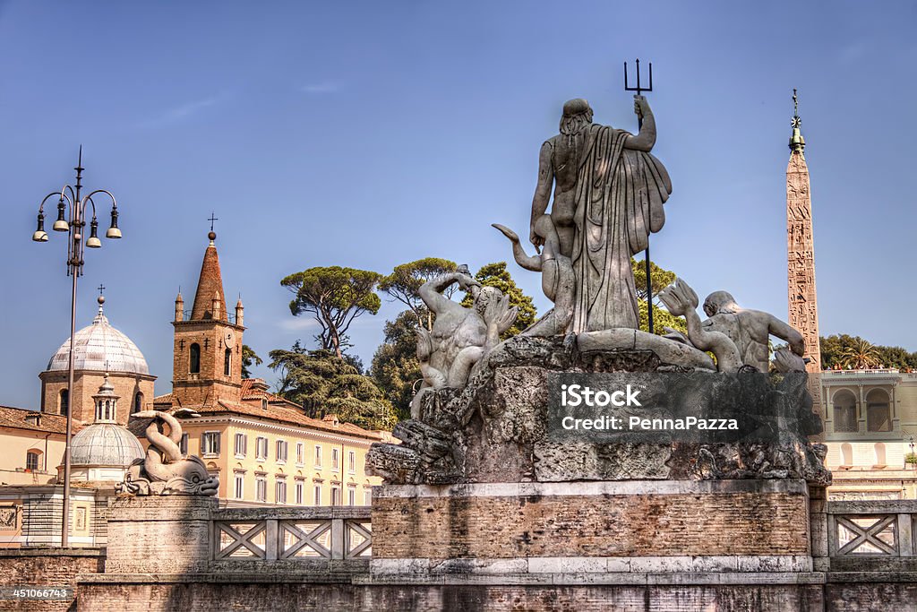 포폴로 광장 로마에 및 해왕성 황후상 - 로열티 프리 0명 스톡 사진