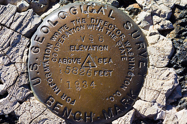 istock Bench Mark pin place in 1934 451067995