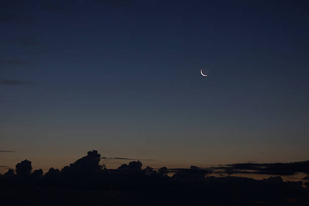 istock Night landscape with crescent in the dark blue sky 451071349