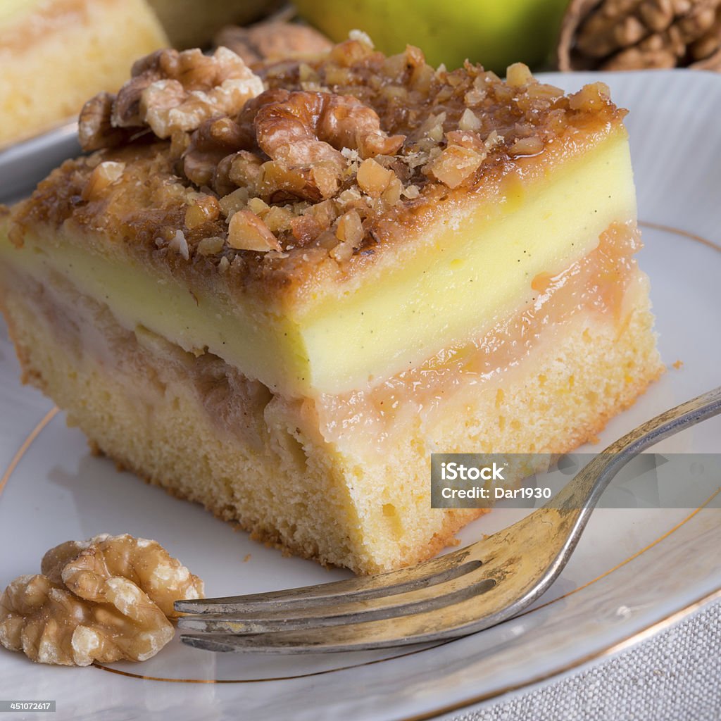 apple strudel with vanilla pudding and nuts apple strudel with vanilla pudding and nutsapple strudel with vanilla pudding and nutsapple strudel with vanilla pudding and nuts Appetizer Stock Photo