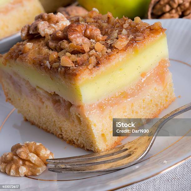Apple Strudel With Vanilla Pudding And Nuts Stock Photo - Download Image Now - Appetizer, Apple Pie, Backgrounds