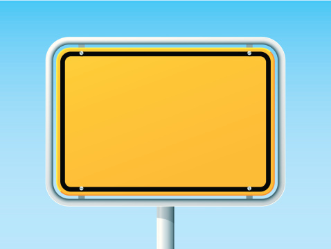 Vector Illustration of a typical german Road Sign (without text) in front of a clear blue sky. All objects are on separate layers. The colors in the .eps-file are ready for print (CMYK). Transparencies used. Included files: EPS (v10) and Hi-Res JPG.