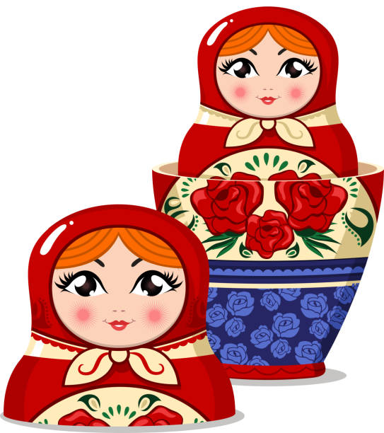 illustrations, cliparts, dessins animés et icônes de matryoshka poupée russe - figurine russian nesting doll russia russian culture