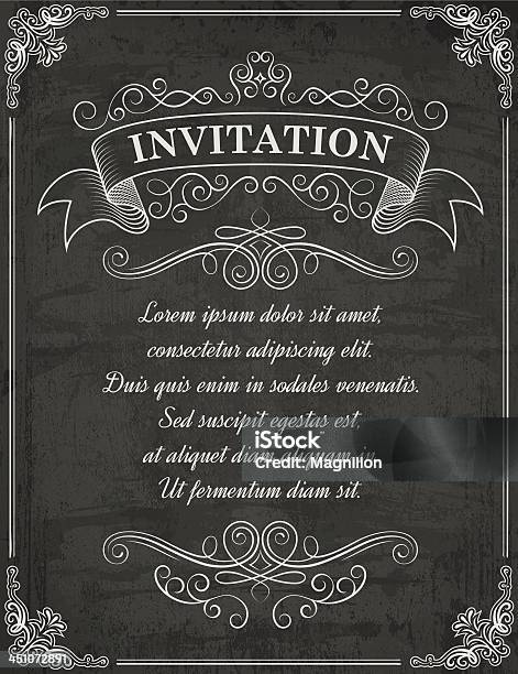 Chalkboard Invitation Vintage Vecteurs libres de droits et plus d'images vectorielles de Cadre - Cadre, Vectoriel, Affiche