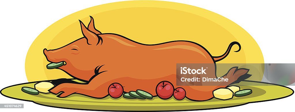 Rôti de porc - clipart vectoriel de Porc - Mammifère ongulé libre de droits