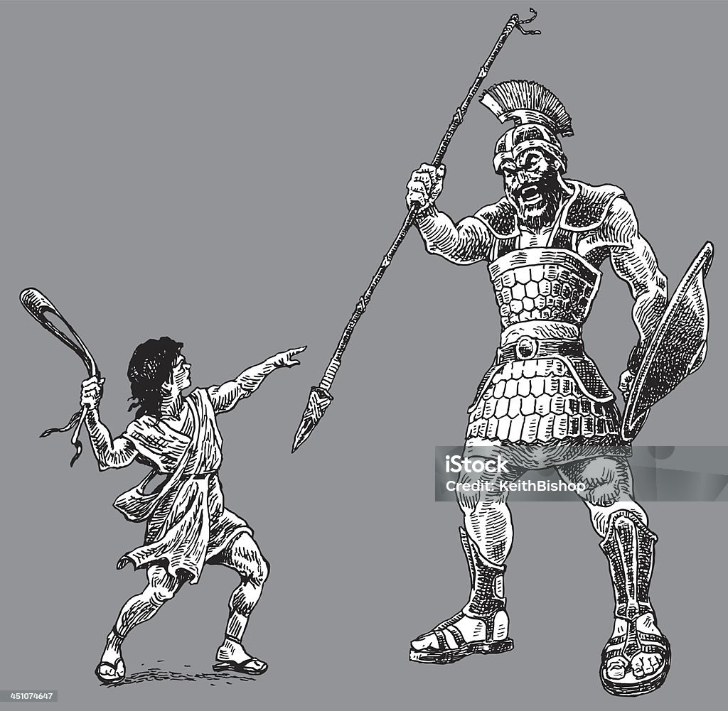 David y Goliath de Biblia pisos - arte vectorial de David - Personaje bíblico libre de derechos