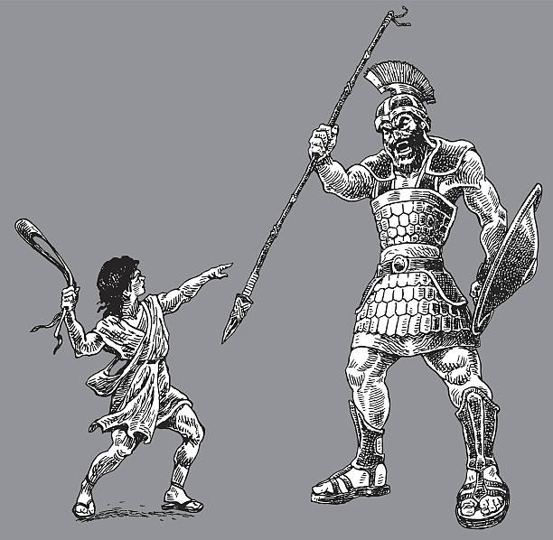 david i goliath-biblia historia - david stock illustrations