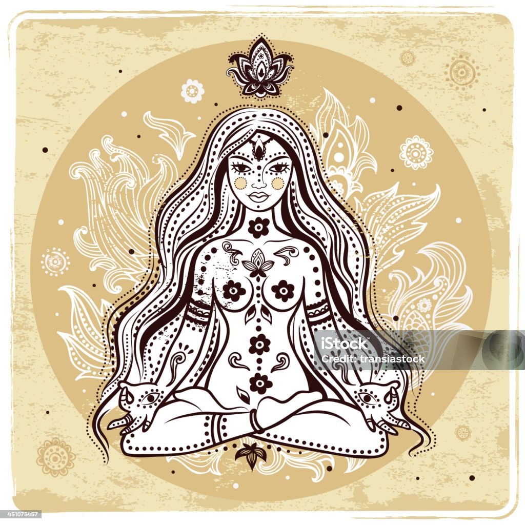 Outline drawing of a girl meditating Girl in meditation  Abstract stock vector