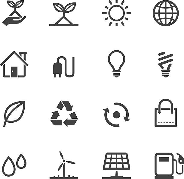 illustrations, cliparts, dessins animés et icônes de icônes de l'écologie - industrial windmill nature recycling computer icon