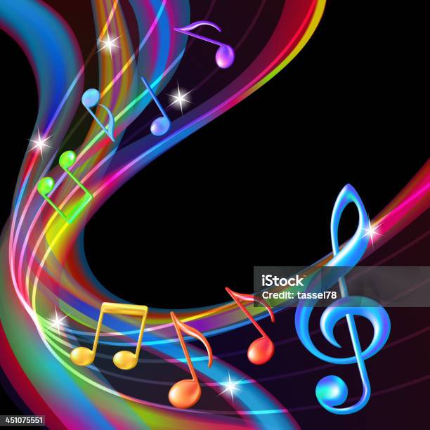 Colorful Abstract Notes Music Background Stock Illustration - Download Image Now - Abstract, Backgrounds, Blue