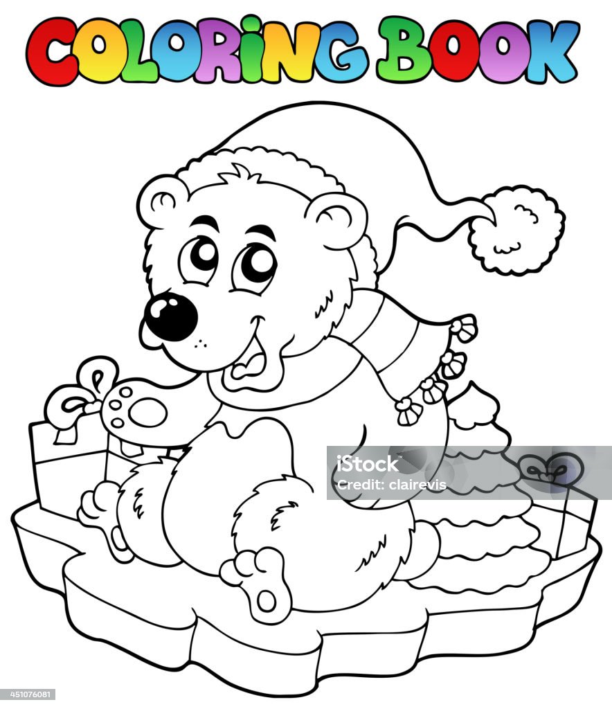 Libro para colorear Navidad bear - arte vectorial de Aire libre libre de derechos