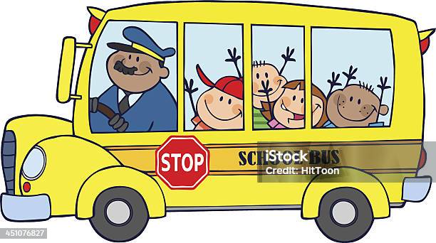 Bus Scolaire Avec Des Enfants Heureux Vecteurs libres de droits et plus d'images vectorielles de Art pictural - Art pictural, Bonheur, Bus