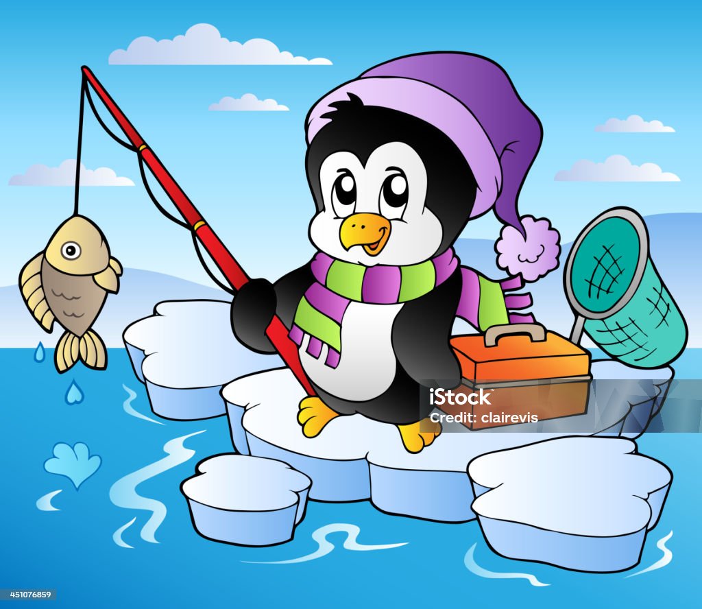 Pesca dos Pinguim - Vetor de Animal royalty-free