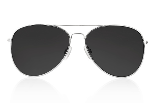 Black aviator sunglasses isolated on white, clipping path included