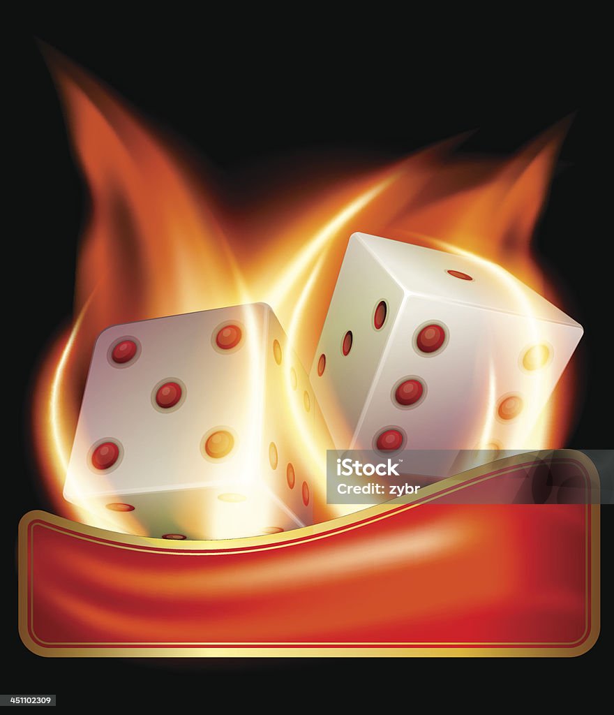 Two burning dices Vector illustration of two burning dices. Burning stock vector