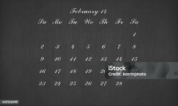 February Month 2014 On Blackboard Stock Photo - Download Image Now - 2014, Backgrounds, Business