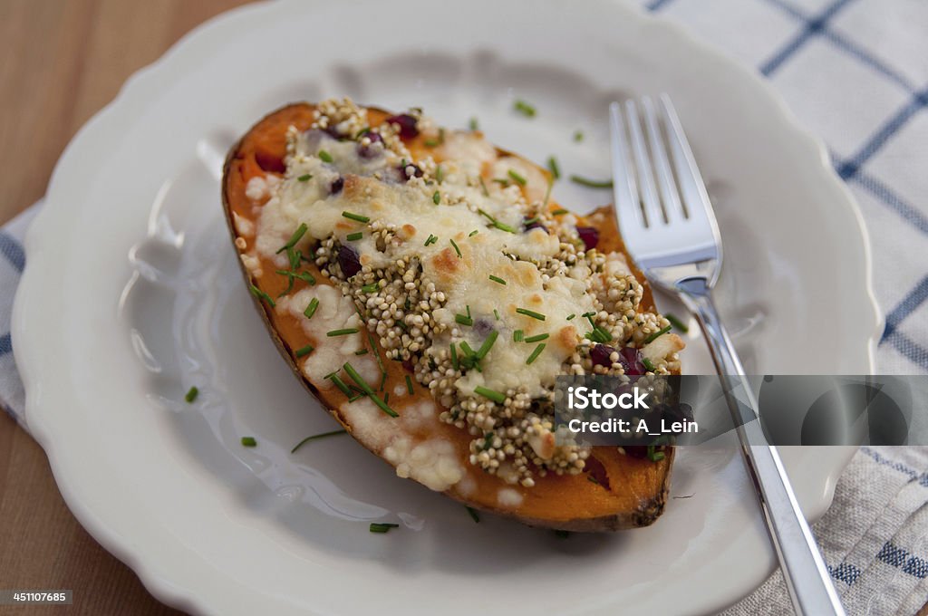 Stuffed sweet potatoes with quinoa Baked Stock Photo