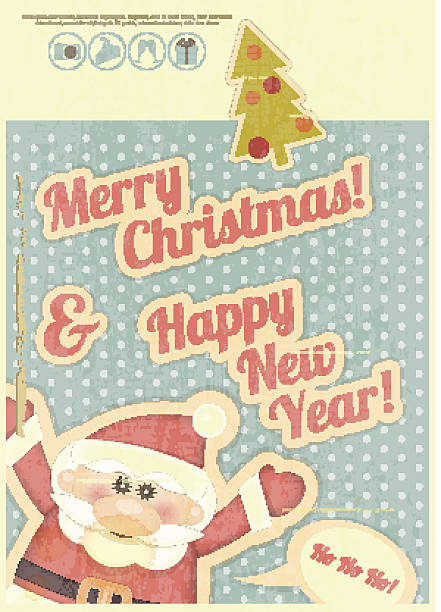 istock Retro Merry Christmas and New Years Card 451115265
