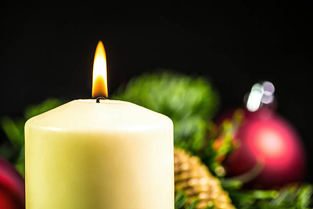 istock Candle with christmas decoration 451134871