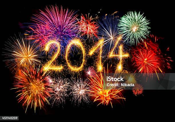 Brilhantes Novo Ano De 2014 - Fotografias de stock e mais imagens de 2014 - 2014, Abstrato, Acender
