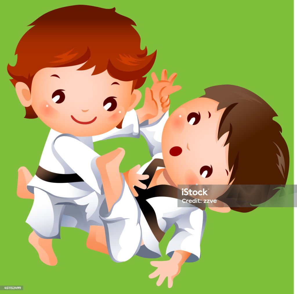 Karaté concorrência entre dois Meninos - Royalty-free Judo arte vetorial