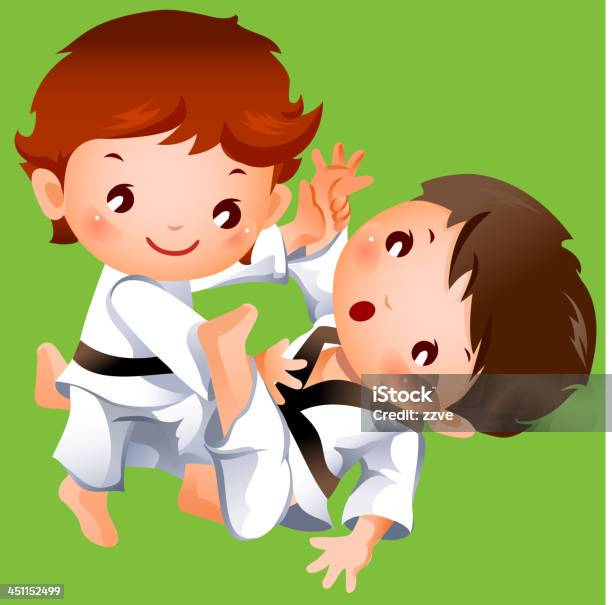 Karaté Concorrência Entre Dois Meninos - Arte vetorial de stock e mais imagens de Judo - Judo, Karaté, Acidente - Conceito