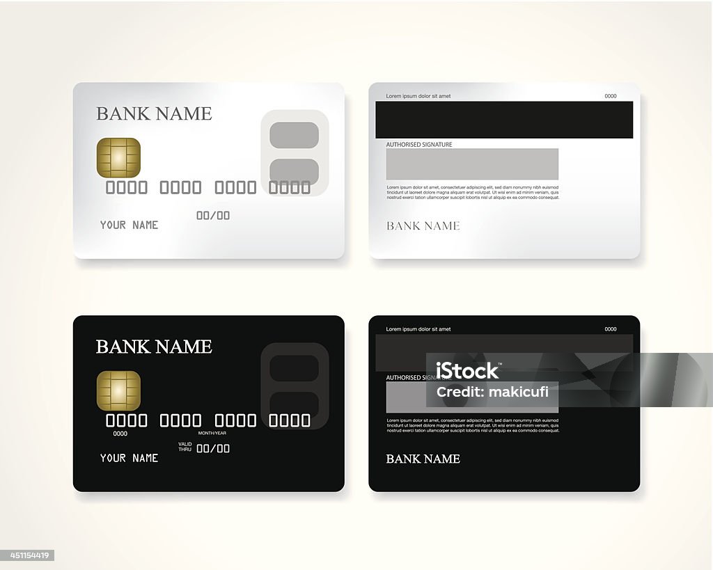 Tarjeta de crédito en blanco y negro - arte vectorial de Actividades bancarias libre de derechos