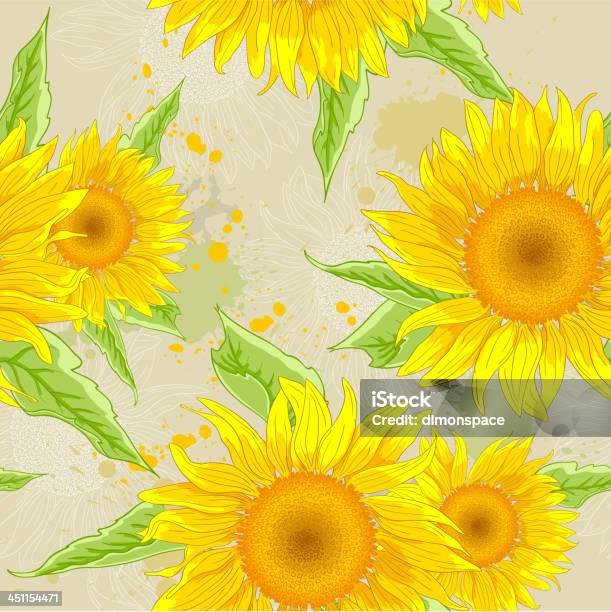 Sonnenblumen Hintergrund Stock Vektor Art und mehr Bilder von Sonnenblume - Sonnenblume, Muster, Nahtloses Muster