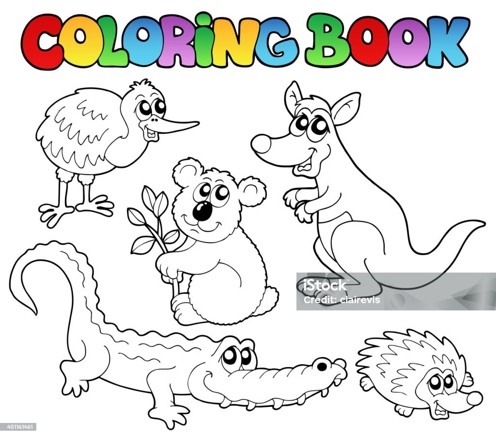 Livro de colorir com animais australianos 1 - Vetor de Animal royalty-free