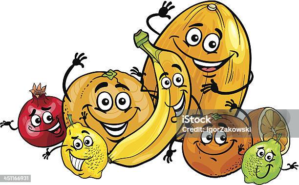 Citrus Fruits Group Cartoon Illustration Stock Illustration - Download Image Now - Banana, Cartoon, Characters