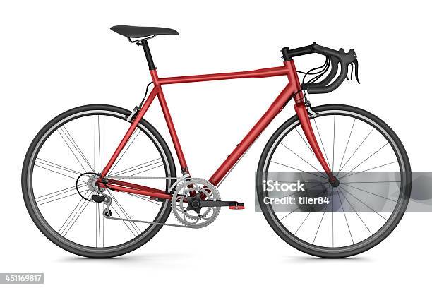 Rot Sport Fahrrad Isoliert Auf Weißem Hintergrund Stockfoto und mehr Bilder von Rennrad - Rennrad, Rot, Fahrrad