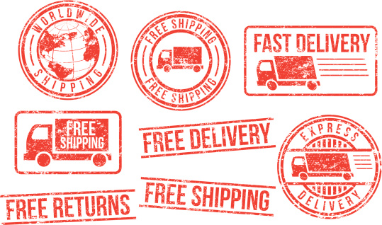 Delivery and shipping rubber stamps.