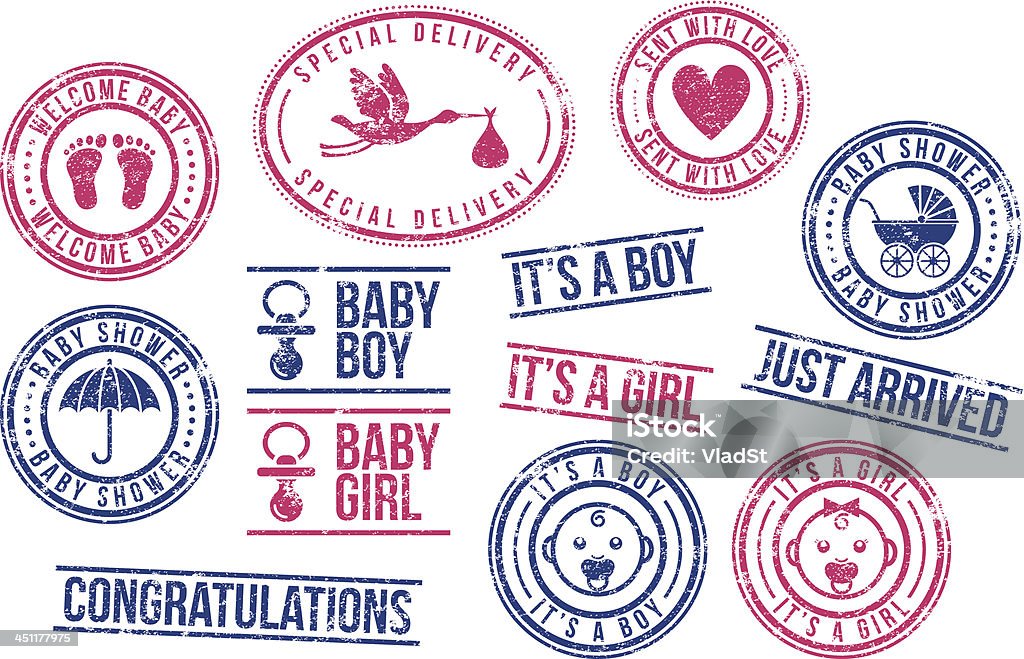 Baby-Briefmarken aus Gummi - Lizenzfrei Baby Vektorgrafik