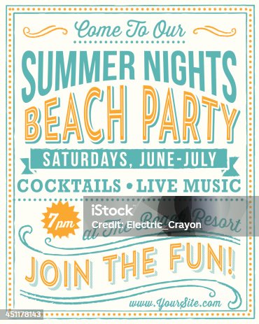 istock Vintage Beach Party Poster 451178143