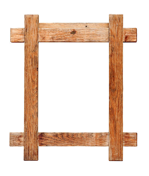 Wooden frame on white background stock photo