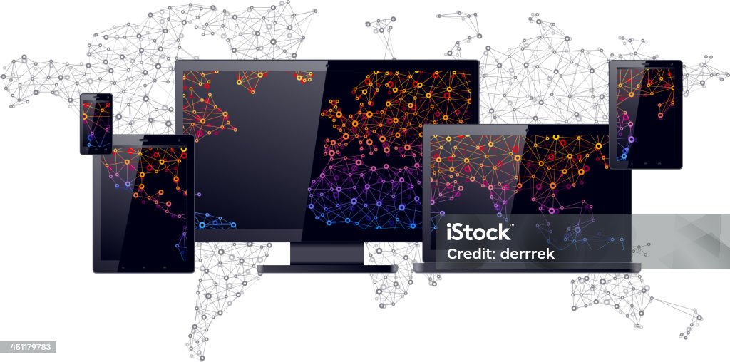 Smartphone, tablet-pc, laptop oder computer - Lizenzfrei Internet Vektorgrafik