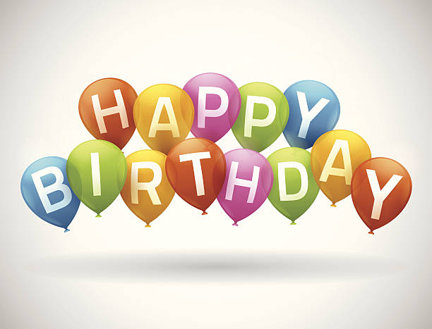 счастливый воздушные шарики на день рождения - eps10 decoration transparent green stock illustrations