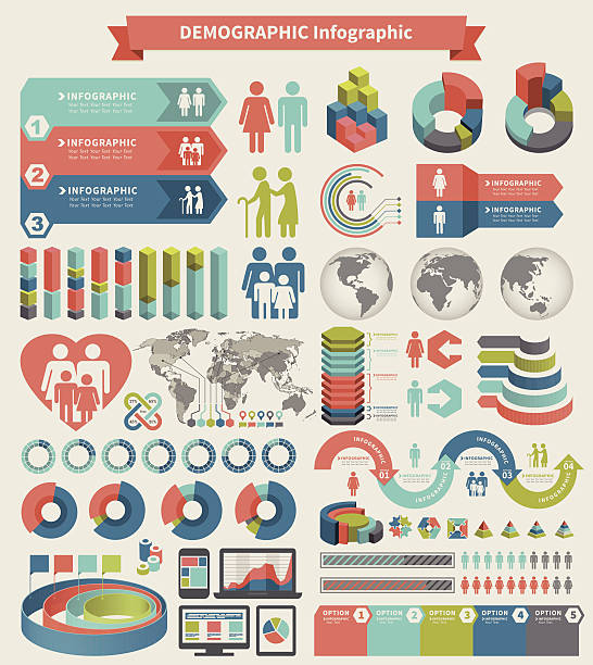 ilustrações, clipart, desenhos animados e ícones de infográfico elementos - infográficos demográficos