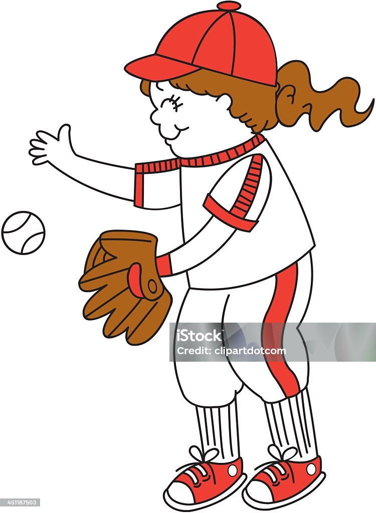 Mädchen spielt Baseball - Lizenzfrei Athlet Vektorgrafik